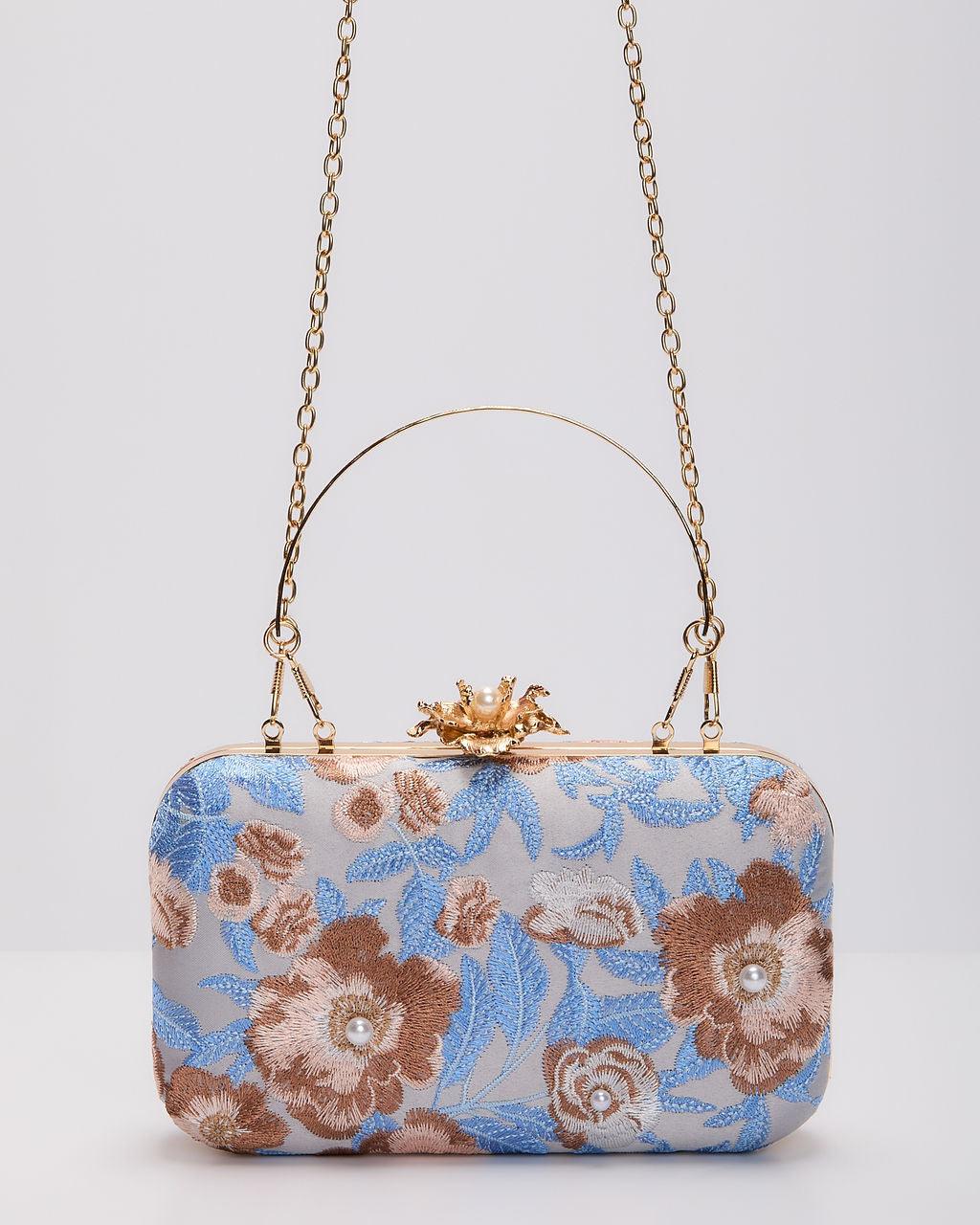 Freesia Embroidered Hard Case Clutch – Valestia